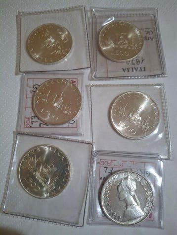 Italië. 6 monete da lire 500 Caravelle 1970 (Zonder, Postzegels en Munten, Munten | Europa | Niet-Euromunten