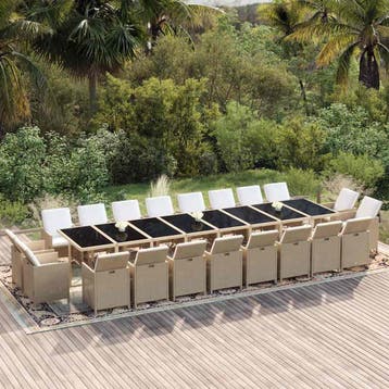 vidaXL 21-delige Tuinset met kussens poly rattan beige, Tuin en Terras, Verzenden, Nieuw, 2 zitplaatsen, Tuinset