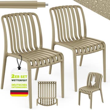 Tuinstoelen - Weerbestendig - Set van 2 - Taupe - Tillvex®, Tuin en Terras, Tuinstoelen, Verzenden, Zo goed als nieuw