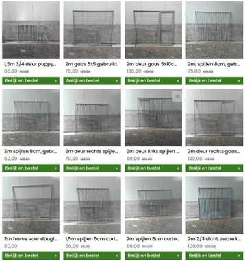 Gebruikte panelen, kennelpanelen, hondenkennel hondenren, Hondenkennel, 100 cm of meer, Ophalen of Verzenden, 110 cm of meer