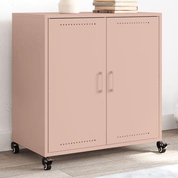 vidaXL Dressoir 68x39x72 cm staal roze, Verzenden, Nieuw, Metaal, Minder dan 50 cm