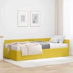 vidaXL Hoekbedframe met Matras Anders 2 pcs Geel Fluweel, Verzenden, Nieuw, Stof