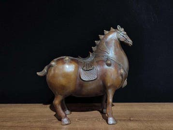 Beeld, Tang-Dynastie stijl paard - 23 cm - Brons