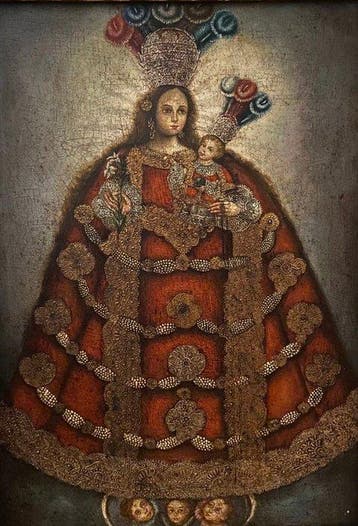 Scuola di Cuzco (XX) - Madonna con Bambino, Antiek en Kunst