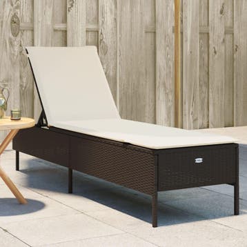 vidaXL Ligbed met kussen poly rattan bruin, Verzenden, Nieuw