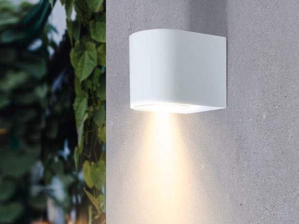 Veiling - 8x Wandlamp modern halfrond GU10 fitting zand wit, Tuin en Terras, Buitenverlichting