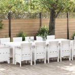 vidaXL Tuin Eetset 13 pcs Wit en lichtgrijs Poly rattan en, Verzenden, Nieuw, 3 zitplaatsen