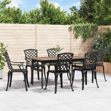 vidaXL Tuinstoelen 6 st gietaluminium zwart, Verzenden, 6 zitplaatsen, Tuinset, Nieuw