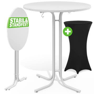 Statafel Wit 110x70cm + statafelhoes Zwart Ø70cm (Statafels, Verzenden, Nieuw