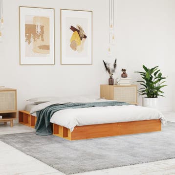 vidaXL Bedframe zonder matras massief grenenhout wasbruin, Bruin, Verzenden, Nieuw, Twijfelaar