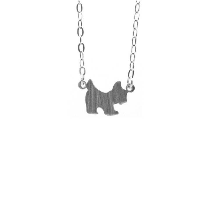 Zilveren collier met hond in mat zilver, Sieraden, Tassen en Uiterlijk, Kettingen, Nieuw, Verzenden