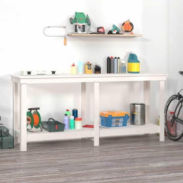vidaXL Werkbank 180x50x80 cm massief grenenhout wit, Doe-het-zelf en Verbouw, Werkbanken, Verzenden, Nieuw