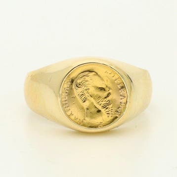 Ring - 18 karaat Geel goud - Muntring, Sieraden, Tassen en Uiterlijk, Ringen, Nieuw