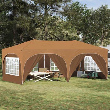 vidaXL Pop-up partytent 574 x 289 x 245 cm Beige Oxford Stof, Verzenden, Nieuw, Partytent