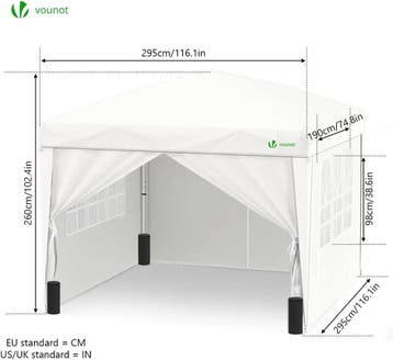 VOUNOT easy-up partytent 3×3m, 4 zijwanden en 4 zandzakke.., Verzenden, Nieuw