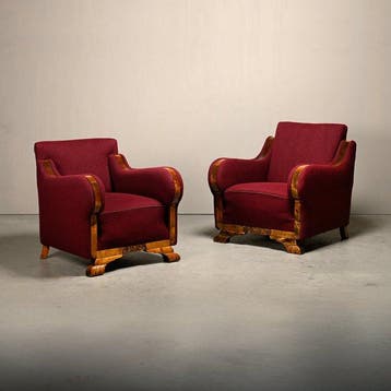 Lounge stoel (2) - Beuken, Wol - Scandinavisch Art Deco, Antiek en Kunst