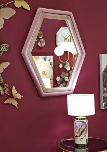 WANDSPIEGEL TONY MIX ROZE FLUWEEL CM 75X4X80, Huis en Inrichting, Woonaccessoires | Spiegels, Ophalen of Verzenden, Nieuw
