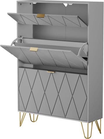 Schoenenkast - Schoenenrek - 80x24x120 cm - Grijs - UEV, Verzenden, Zo goed als nieuw