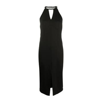 Twinset • zwarte midi jurk met kralen • 34 (IT40), Twinset, Verzenden, Zwart, Nieuw