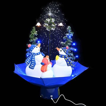 vidaXL Kerstboom sneeuwend met paraplubasis 75 cm PVC blauw, Diversen, Kerst, Verzenden, Nieuw