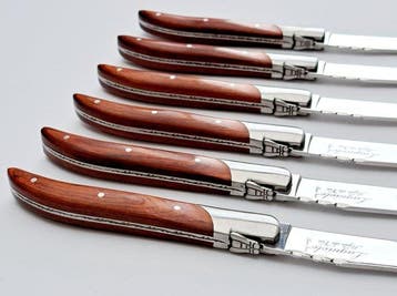 Laguiole - 6x Luxury Steak Knives - Rose Wood - style de -
