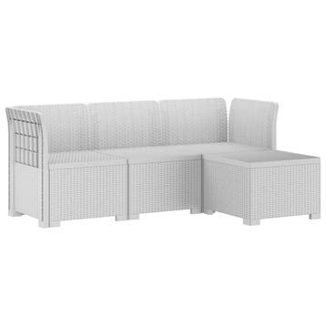 vidaXL 4-Persoons Tuinbank Rieten Look PP Wit, Verzenden, Nieuw