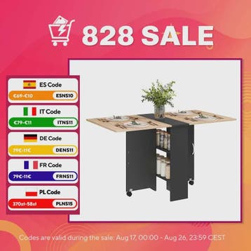 Homcom Multifunctionele Klaptafel met Uitklapbare Bladen - 1, Verzenden, Nieuw
