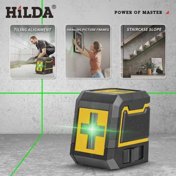 Hilda Groene Laserwaterpas met Statief - 2 Lijnen Zelfnivell, Verzenden, Nieuw