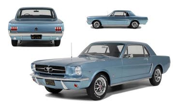 Ford Mustang V8 Hardtop 1965 Silver Blue Pony - 1:12, Ophalen of Verzenden, Nieuw, 1:9 t/m 1:12, Auto