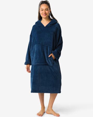 HEMA Dames snuggle hoodie fleece rib blauw laag geprijsd, Verzenden, Nieuw