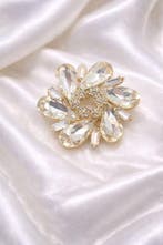 Exquisiet bloemvormige broche met Swarovski-kristallen en