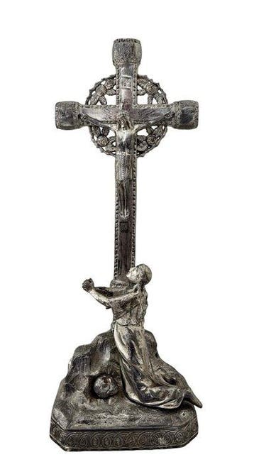 Napoleon III Crucifix - Zinklegering - 1850-1900 - 41,7 cm, Antiek en Kunst, Antiek | Boeken en Bijbels