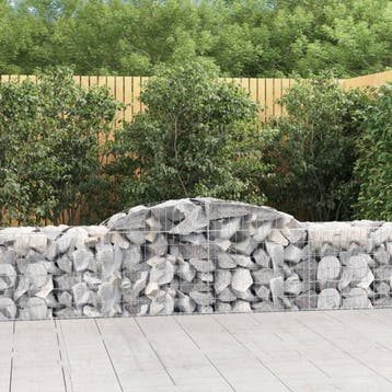 vidaXL Schanskorf gewelfd 300x50x60/80 cm gegalvaniseerd, Tuin en Terras, 100 cm of meer, Verzenden, Nieuw, Metaal