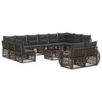 vidaXL Tuinbankenset 13 pcs Grijs en Donkergrijs poly rattan, Tuin en Terras, Tuinsets en Loungesets, Verzenden, Nieuw, 3 zitplaatsen