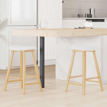 vidaXL Eettafelstoelen 2 st Massief Rubberhout Naturel 46 x, Huis en Inrichting, Stoelen, Verzenden, Nieuw, Bruin