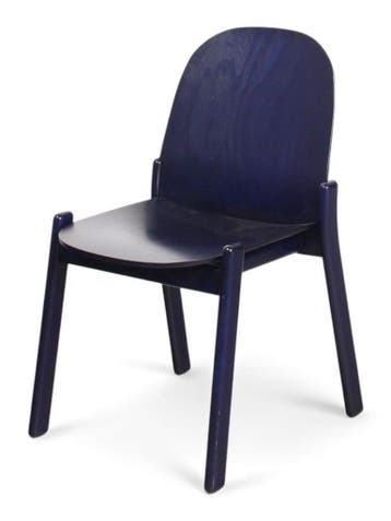 KKID Nordic stoel, 4-poot, blauw gebeitst eiken, Huis en Inrichting, Ophalen of Verzenden, Gebruikt, Blauw