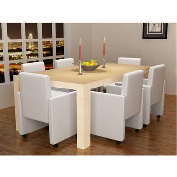 vidaXL Eetkamerstoelen 6 st kunstleer wit, Huis en Inrichting, Stoelen, Verzenden, Nieuw, Wit