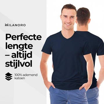 2dekans | Milanoro - 4-pack extra lange katoenen T-shirts -, Ophalen of Verzenden, Zo goed als nieuw, Milanoro