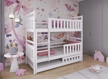 Stapelbed Olga - 3-persoons - Wit - 80 x 200, Verzenden, Nieuw, Stapelbed