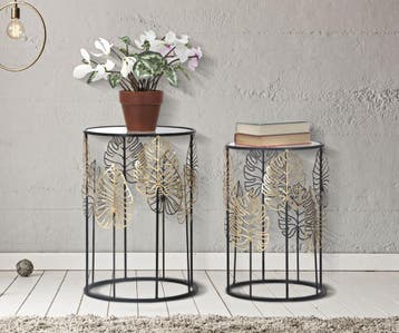 TAFEL FOGLIE GLAM COPPIA CM Ø 38X55-33X50, Huis en Inrichting, Ophalen of Verzenden, Nieuw