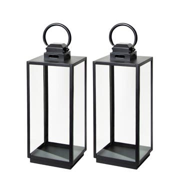 Set van 2 Michigan Windlicht Zwart Small Tuinaccessoires, Verzenden, Nieuw, Modern