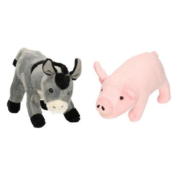 Pluche knuffel ezel en varken - boerderijdieren - 21 cm, Kinderen en Baby's, Verzenden, Nieuw