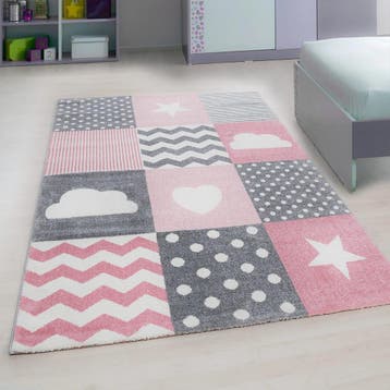 Kindervloerkleed | Kids | Blokken | Roze | 120x170 cm, Verzenden, Nieuw
