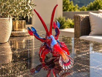sculptuur, Mondgeblazen Glaskunst – Handgemaakte Kreeft in
