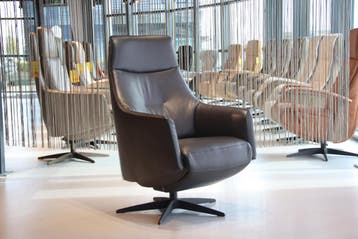 Gealux relaxfauteuil Twinz 105 Leer Grijs 3 motoren + accu, Ophalen of Verzenden, Nieuw, Leer, Design, modern