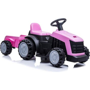 Elektrische kinder tractor roze met trailer - accu voertuig, Ophalen of Verzenden, Nieuw