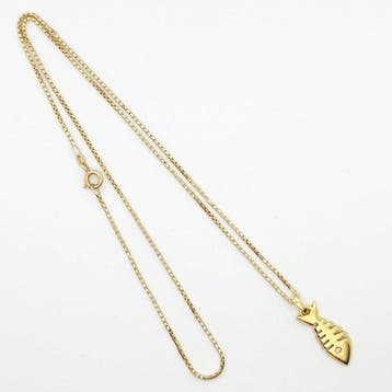 Ketting met hanger - 18 karaat Geel goud - 0.01ct. tw.