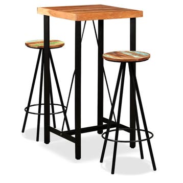 vidaXL 3-delige Barset massief acaciahout en gerecycled hout, Verzenden, Nieuw