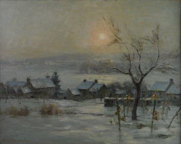 Joseph-Paul Meslé (1855-1927) - Matin dhiver, neige et, Antiek en Kunst
