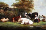 Hollandse School (XIX) - Hollandse Pastorale - No Reserve, Antiek en Kunst, Kunst | Schilderijen | Klassiek
